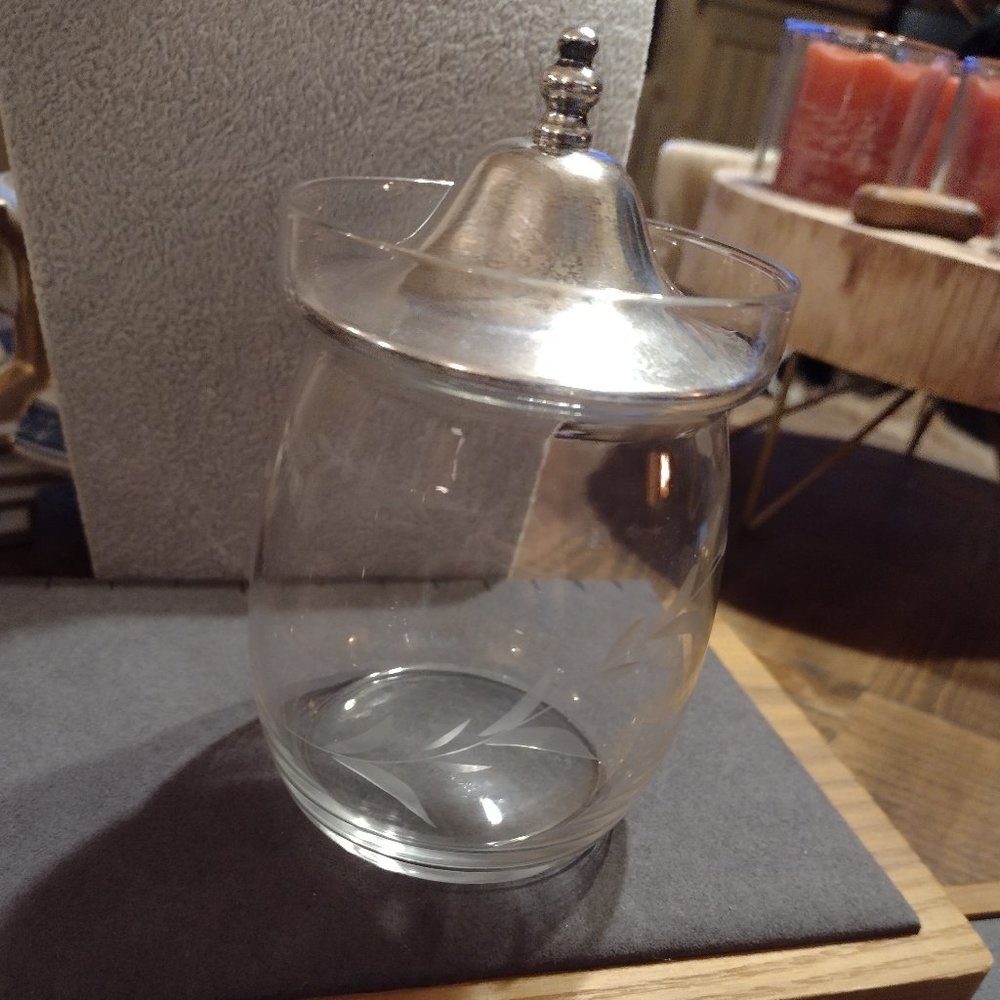 Revere Silversmiths Sterling & Glass Mustard Jar